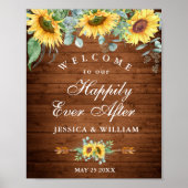 Zonnebloemen Eucalyptus Rustic Weddenschap Welkoms Poster (Voorkant)