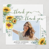 Zonnebloemen Eucalyptus Rustiek FOTO Afstuderen Bedankkaart (Voorkant / Achterkant)