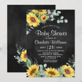 Zonnebloemen Eucalyptus rustiek NEUTRAAL Baby show Kaart (Voorkant / Achterkant)