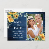 Zonnebloemen Eucalyptus rustieke bruiloft Save the Briefkaart (Voorkant / Achterkant)