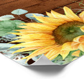 Zonnebloemen Eucalyptus Rustieke Trouw Welkom Bord Poster (Hoek)