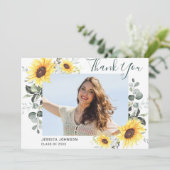 Zonnebloemen Eucalyptus Rustisch FOTO-Afstuderen Bedankkaart (Staand voorkant)