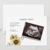 Zonnebloemen Eucalyptus Sonogram Baby Aankondiging (Voorkant / Achterkant)