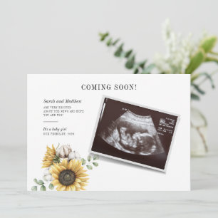Zonnebloemen Eucalyptus Sonogram Baby Aankondiging