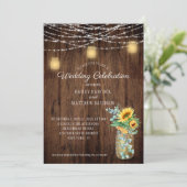 Zonnebloemen Eucalyptus String Lights Mason Jars Kaart (Staand voorkant)