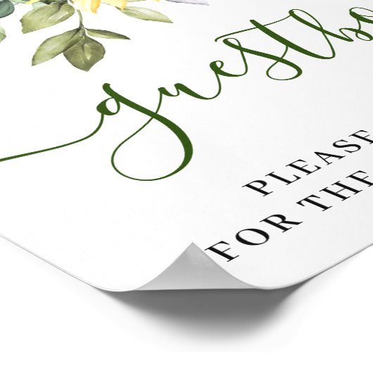 Zonnebloemen Eucalyptus Trouw Teken Onze Gastboek Poster (Hoek)