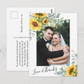 Zonnebloemen eucalyptus trouwfoto dank u briefkaart (Voorkant / Achterkant)