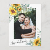 Zonnebloemen eucalyptus trouwfoto dank u briefkaart (Voorkant)