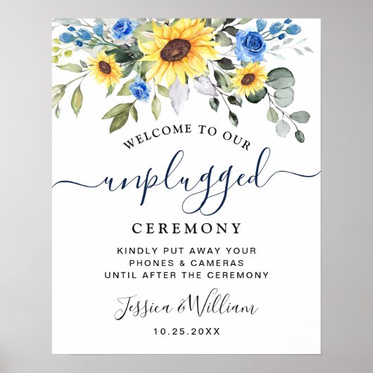 Zonnebloemen Eucalyptus Unplugged Wedding Ceremony Poster (Voorkant)
