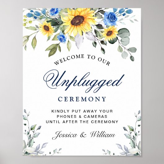 Zonnebloemen Eucalyptus Unplugged Wedding Ceremony Poster (Voorkant)