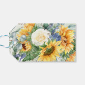 Zonnebloemen Eucalyptus Vrouwen Verjaardagsfeestje Cadeaulabel (Achterkant Horizontaal)