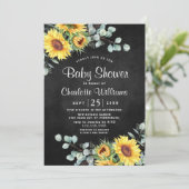 Zonnebloemen Eucalyptus Waterverf Baby shower Kaart (Staand voorkant)