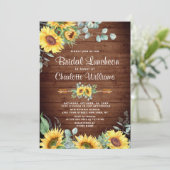 Zonnebloemen Eucalyptus Waterverf Bridal Luncheon Kaart (Staand voorkant)