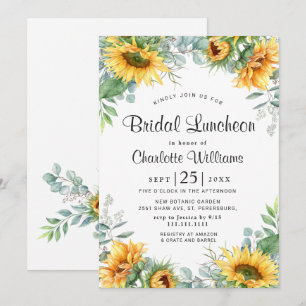 Zonnebloemen Eucalyptus Waterverf Bridal Luncheon Kaart
