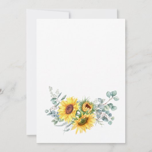 Zonnebloemen Eucalyptus Waterverf Bruidslunch Kaart (Achterkant)