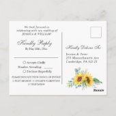Zonnebloemen Eucalyptus Waterverf Bruiloft RSVP Briefkaart (Achterkant)