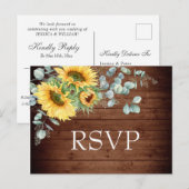 Zonnebloemen Eucalyptus Waterverf Bruiloft RSVP Briefkaart (Voorkant / Achterkant)