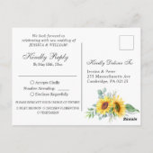 Zonnebloemen Eucalyptus Waterverf Bruiloft RSVP Briefkaart (Achterkant)