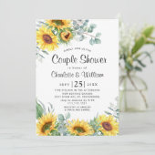 Zonnebloemen Eucalyptus Waterverf Couple Shower Kaart (Staand voorkant)