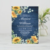 Zonnebloemen Eucalyptus Waterverf Rustic Wedding Kaart (Staand voorkant)