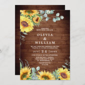 Zonnebloemen Eucalyptus Waterverf Rustic Wedding Kaart (Voorkant / Achterkant)