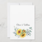Zonnebloemen Eucalyptus Waterverf Rustic Wedding Kaart (Achterkant)