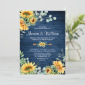 Zonnebloemen Eucalyptus Waterverf Rustic Wedding Kaart (Staand voorkant)