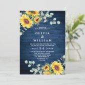 Zonnebloemen Eucalyptus Waterverf Rustic Wedding Kaart (Staand voorkant)