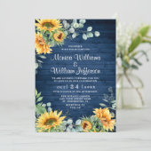 Zonnebloemen Eucalyptus Waterverf Rustic Wedding Kaart (Staand voorkant)