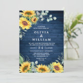 Zonnebloemen Eucalyptus Waterverf Rustic Wedding Kaart (Staand voorkant)