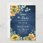 Zonnebloemen Eucalyptus Waterverf Rustic Wedding Save The Date (Voorkant)