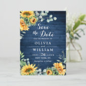 Zonnebloemen Eucalyptus Waterverf Rustic Wedding Save The Date (Staand voorkant)