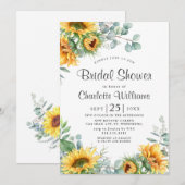 Zonnebloemen Eucalyptus Waterverf Vrijgezellenfees Kaart (Voorkant / Achterkant)