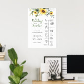 Zonnebloemen Eucalyptus Weddag Tijdschema Poster (Thuiskantoor)