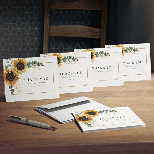 Zonnebloemen Eucalyptus Weddenschap Bedankkaart