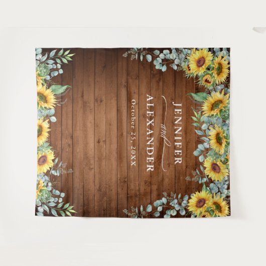 Zonnebloemen Eucalyptus Weddenschap Foto Booth Bac Wandkleed (Voorkant (horizontaal))