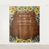 Zonnebloemen Eucalyptus Weddenschap Foto Booth Bac Wandkleed (Voorkant)