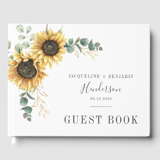 Zonnebloemen Eucalyptus Weddenschap Gastenboek (Voorkant)