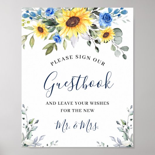 Zonnebloemen Eucalyptus Weddenschap Ons Guestbook Poster (Voorkant)