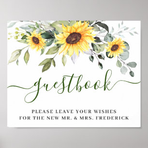 Zonnebloemen Eucalyptus Weddenschap Ons Guestbook Poster