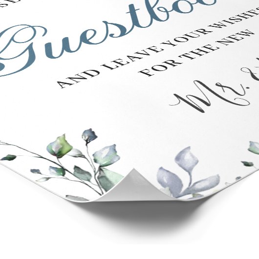 Zonnebloemen Eucalyptus Weddenschap Ons Guestbook Poster (Hoek)