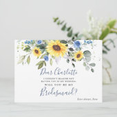 Zonnebloemen Eucalyptus zal je mijn Bridesmaid zij Kaart (Staand voorkant)