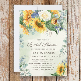 Zonnebloemen Eucalyptusbladeren Bruidssalon Kaart
