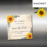Zonnebloemen eucalyptusgoud met uitzondering van d magneet<br><div class="desc">Een trendy sparen de Datum voor een 40e (of om het even welke leeftijd) verjaardagspartij. Een stijlvolle witte achtergrond met zonnebloemen, eucalyptusgroen, gouden bladeren en faux goudglitter stof. Pas een datum, een naam en een tekst aan en voeg deze toe. De tekst: Sparen de Datum wordt geschreven met een groot...</div>