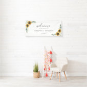 Zonnebloemen Eucalyptusscript bruiloft Spandoek (Insitu)