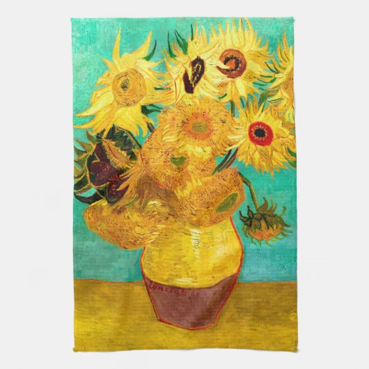 Zonnebloemen (F455) Van Gogh Fine Art Theedoek (Verticaal)
