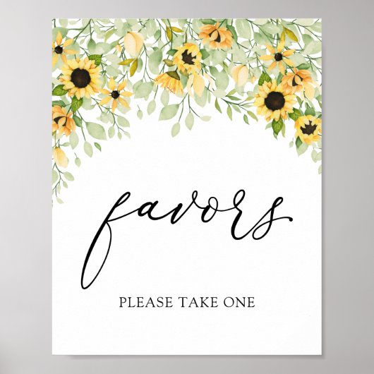 Zonnebloemen Favors Bord Poster (Voorkant)