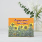 Zonnebloemen Felicitaties Klant. Tekst Ansichtkaar Briefkaart (Staand voorkant)