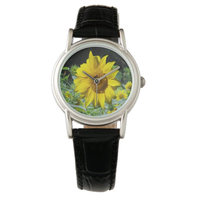 Zonnebloemen Field & Zonnebloem Vrouwen eWatch Horloge (Voorkant)