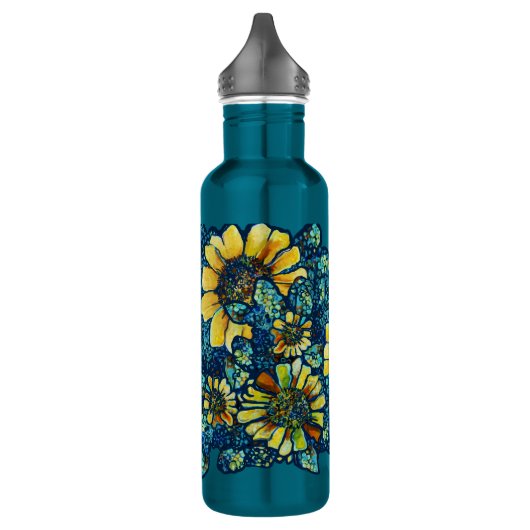 Zonnebloemen, Floral Art (24 oz) Waterfles (Links)
